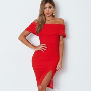 *NWT* Red off the shoulder midi Whitefox dress
